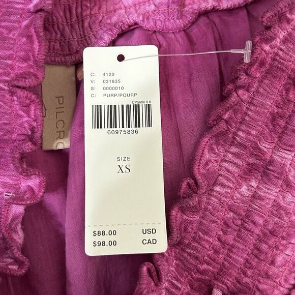 Antropologie Pilcro Mini Skirt Size XS Pink Tiered Giulia Tie Tassel Boho NEW - Picture 6 of 9